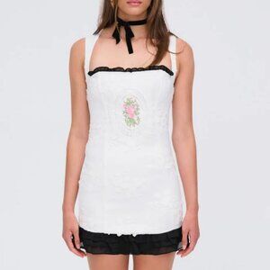 NEW FOR LOVE AND LEMONS AMELIE WHITE MINI DRESS SIZE XS